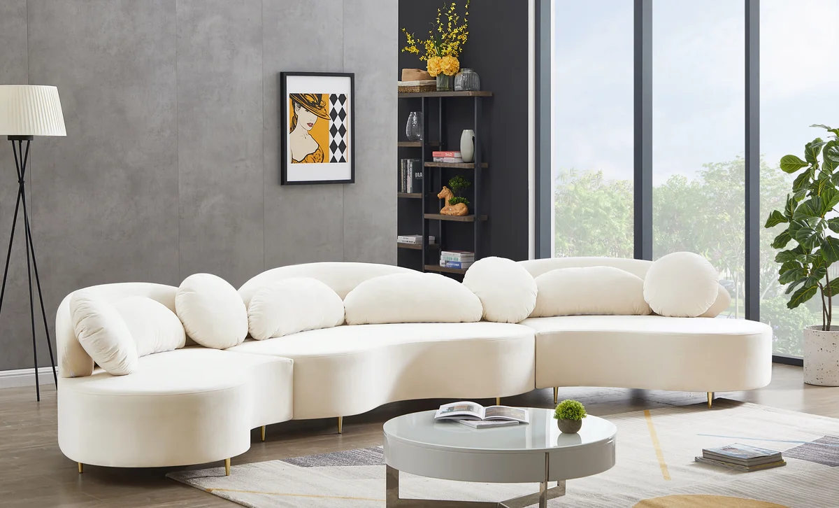 Vivacious - 3 Piece Sectional - Cream