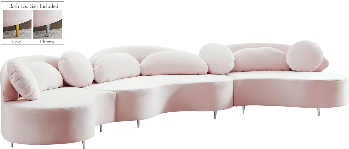Vivacious - 3 Piece Sectional - Pink - View 2