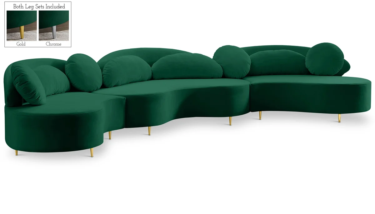 Vivacious - 3 Piece Sectional - Green
