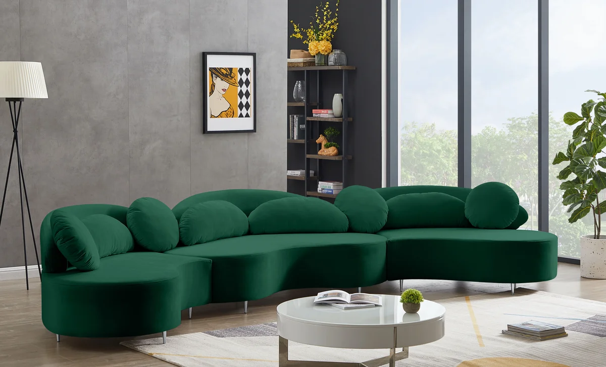 Vivacious - 3 Piece Sectional - Green - View 2