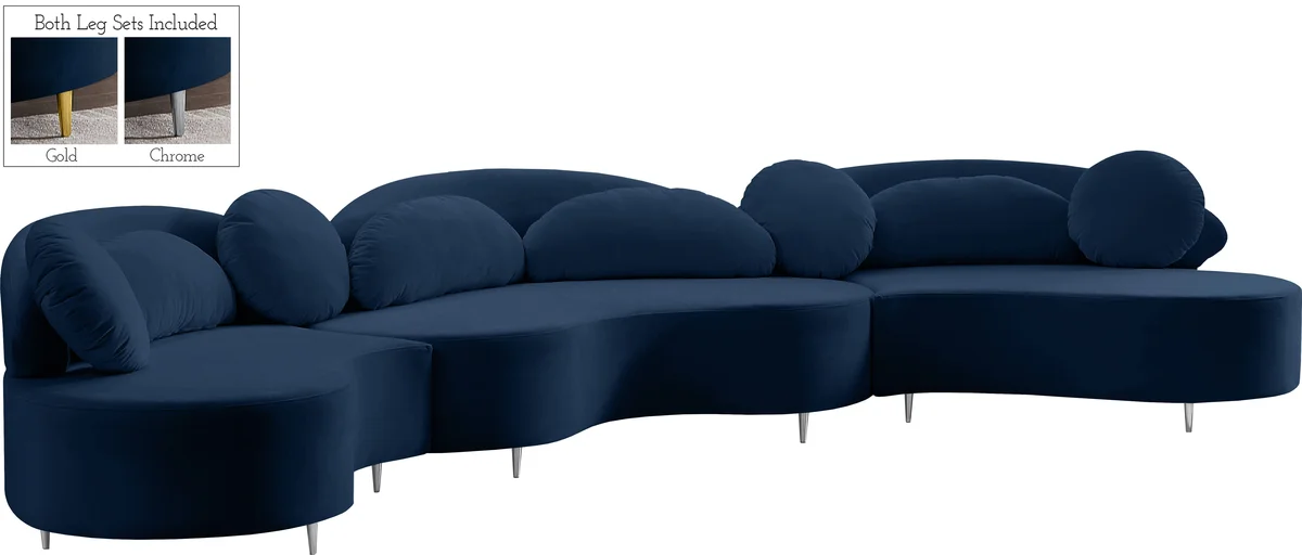 Vivacious - 3 Piece Sectional - Navy - View 2