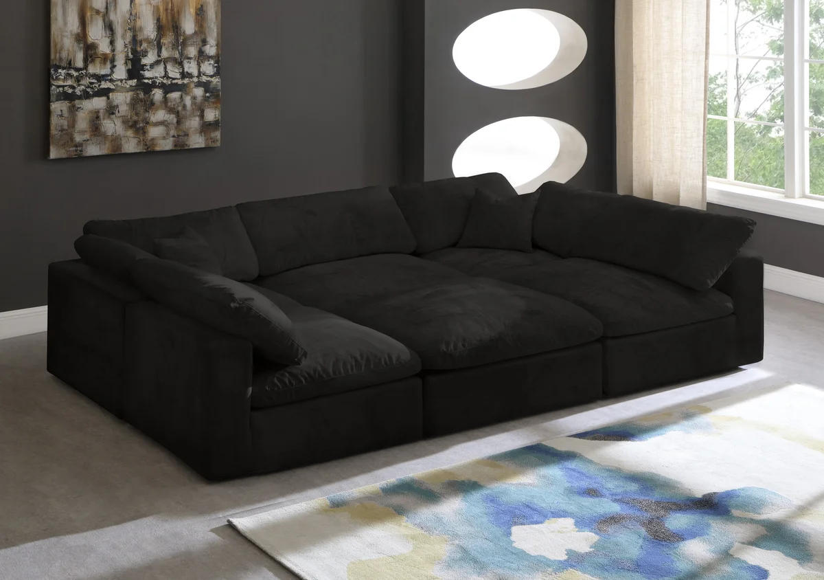 Cozy - 6 Piece Modular Sectional - Black - View 2