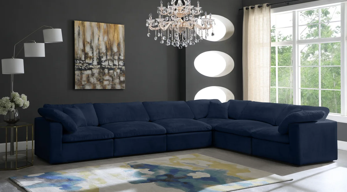 Cozy - 6 Piece Modular Corner Sectional - Navy - View 2