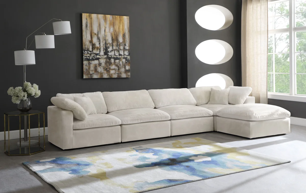 Cozy - 5 Piece Modular Sectional With Chaise - Beige - View 2