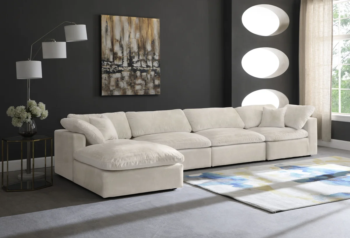 Cozy - 5 Piece Modular Sectional With Chaise - Beige