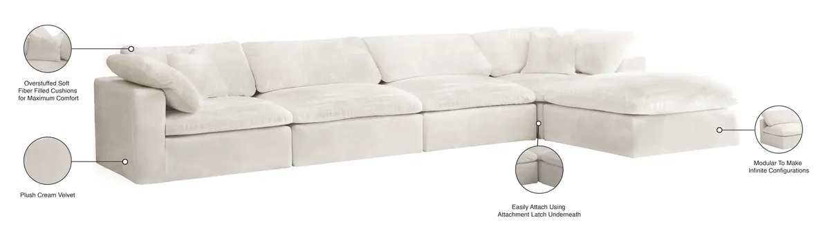 Cozy - 5 Piece Modular Sectional With Chaise - Beige