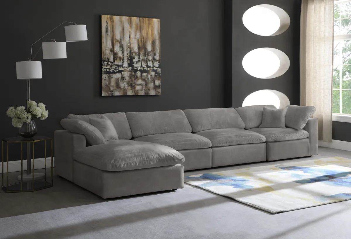 Cozy - 5 Piece Modular Sectional With Chaise - Gray
