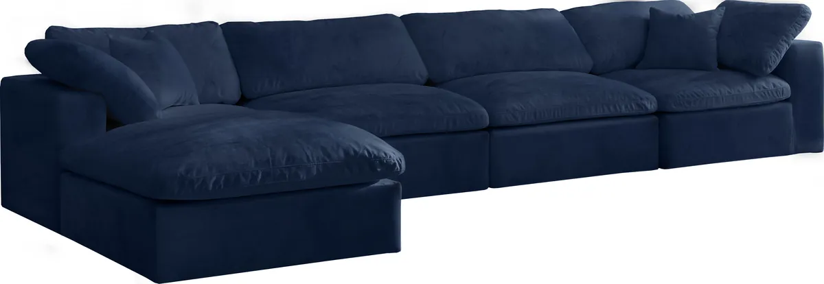 Cozy - 5 Piece Modular Sectional With Chaise - Navy