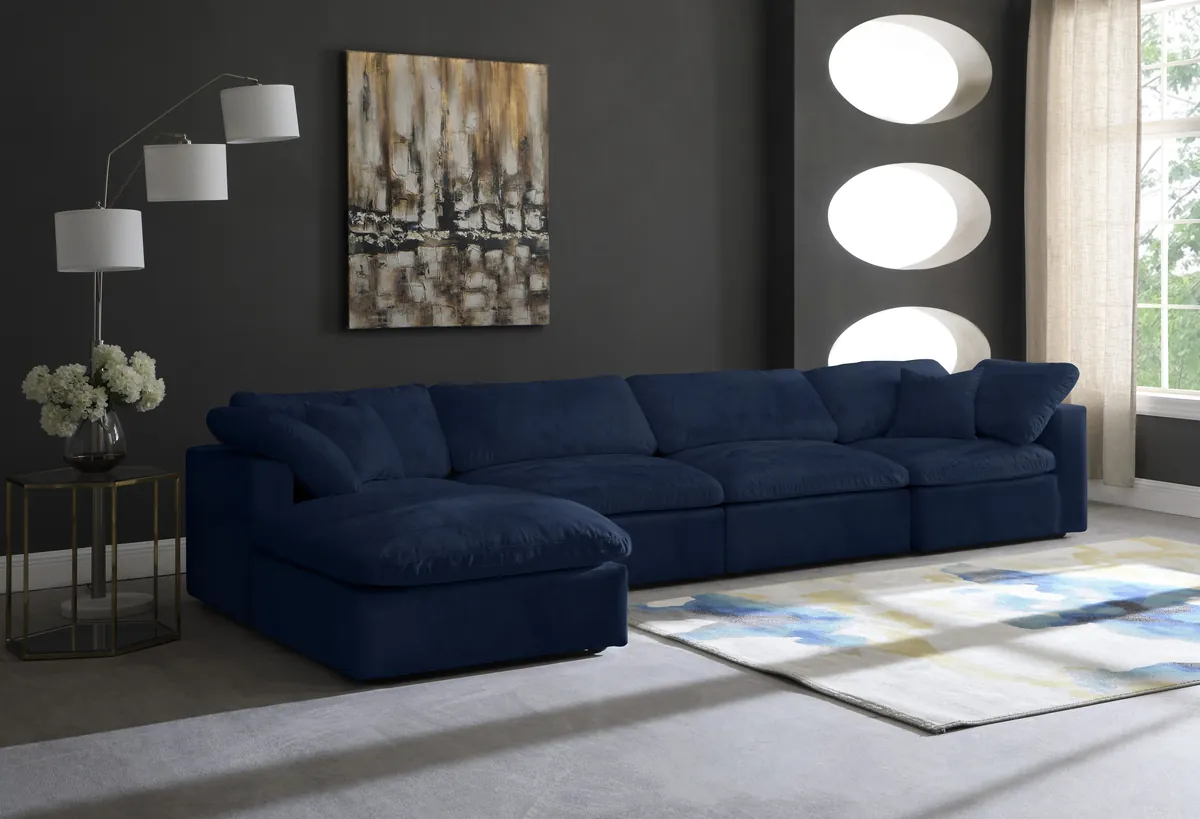 Cozy - 5 Piece Modular Sectional With Chaise - Navy