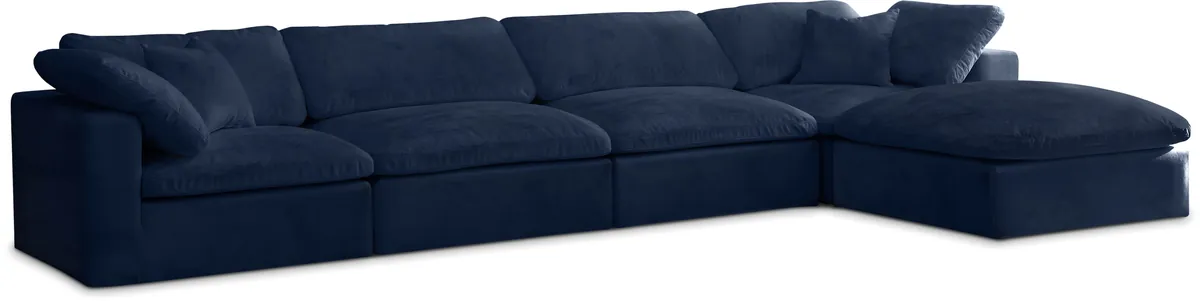 Cozy - 5 Piece Modular Sectional With Chaise - Navy