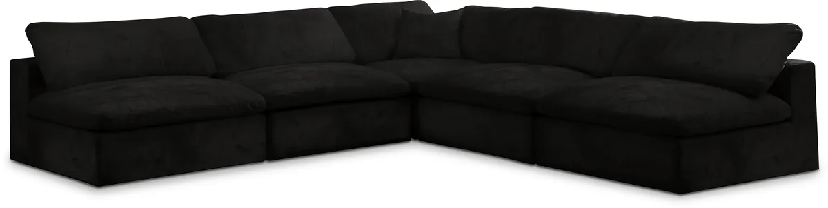 Cozy - 5 Piece Modular Corner Armless Sectional - Black