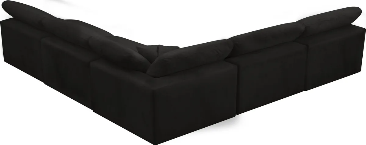 Cozy - 5 Piece Modular Corner Armless Sectional - Black