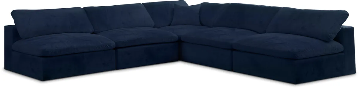 Cozy - 5 Piece Modular Corner Armless Sectional - Navy