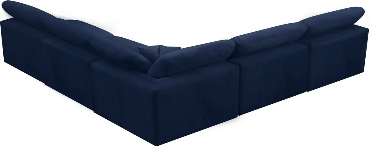 Cozy - 5 Piece Modular Corner Armless Sectional - Navy
