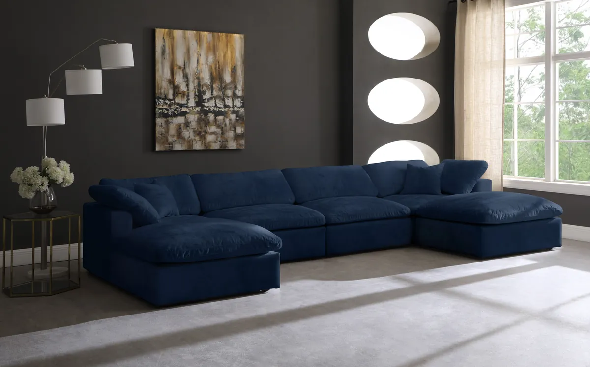 Cozy - 6 Piece Modular Double Chaise Sectional - Navy - View 2