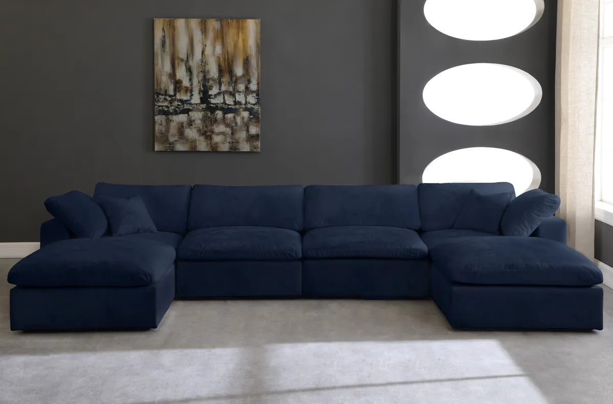Cozy - 6 Piece Modular Double Chaise Sectional - Navy