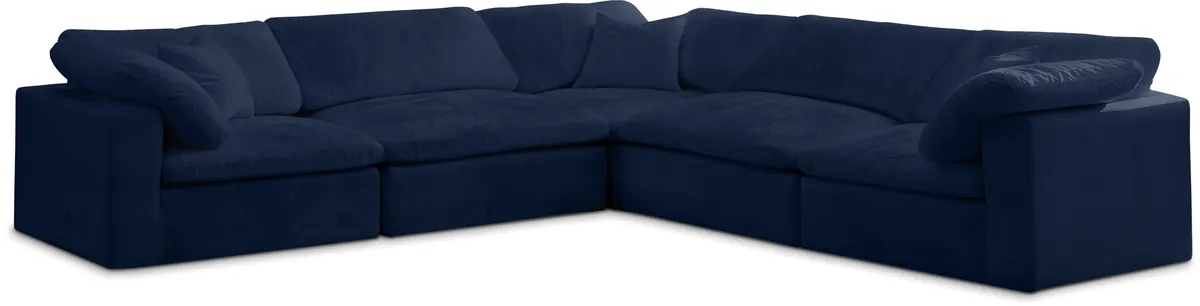 Cozy - 5 Piece Modular Corner Sectional - Navy