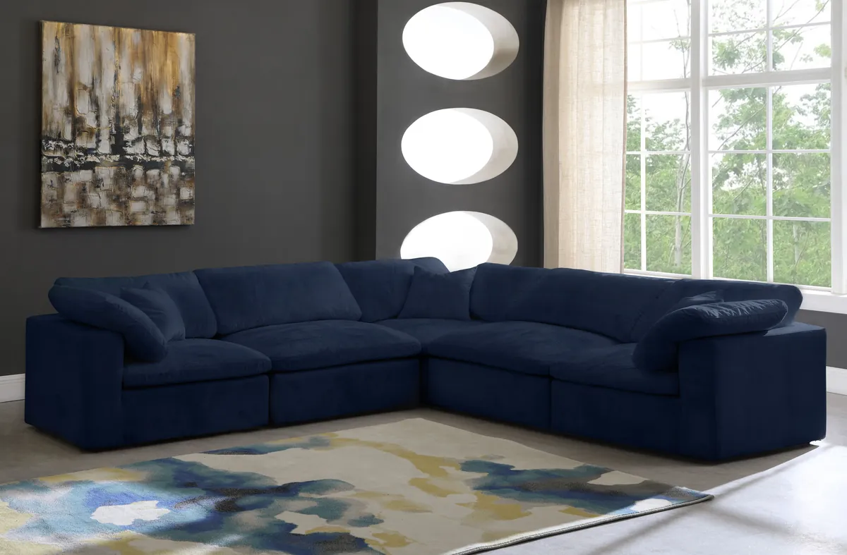 Cozy - 5 Piece Modular Corner Sectional - Navy - View 2