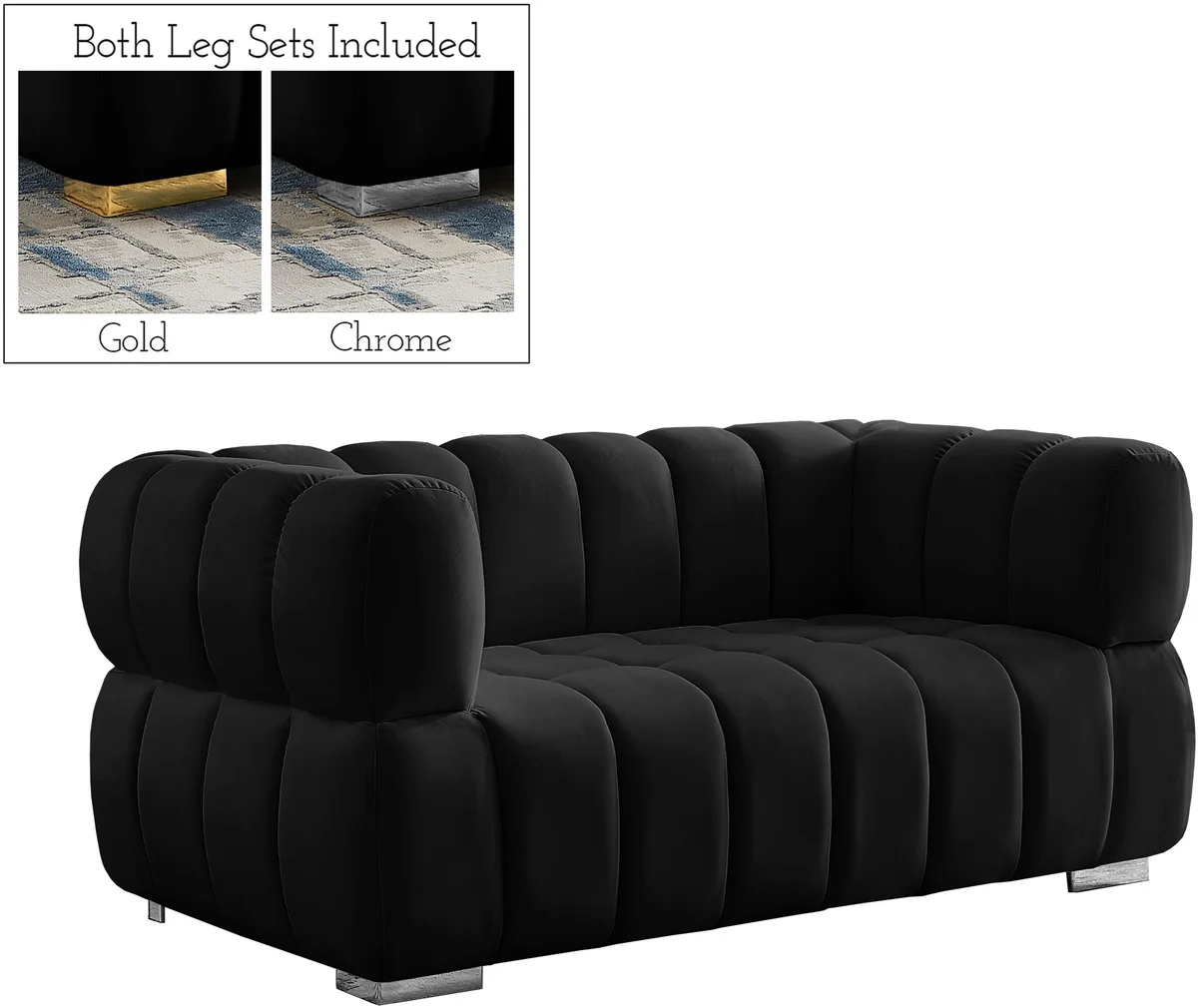 Gwen - Loveseat - Black - View 2