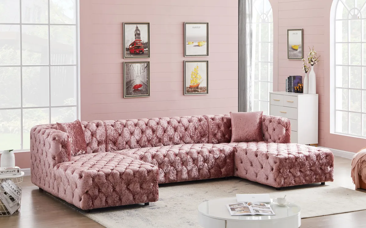 Coco - 3 Piece Sectional - Pink - View 2