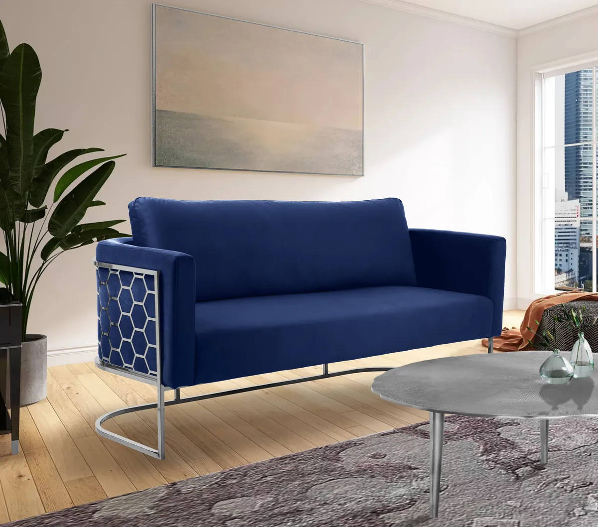 Casa - Sofa - Navy - Fabric - View 2