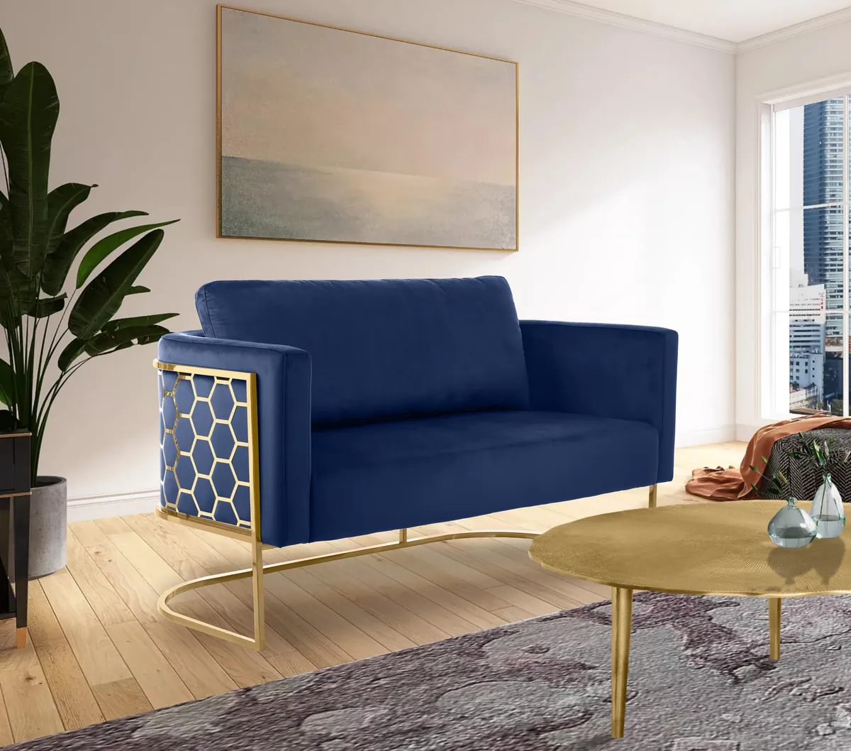 Casa - Loveseat - Navy - View 2