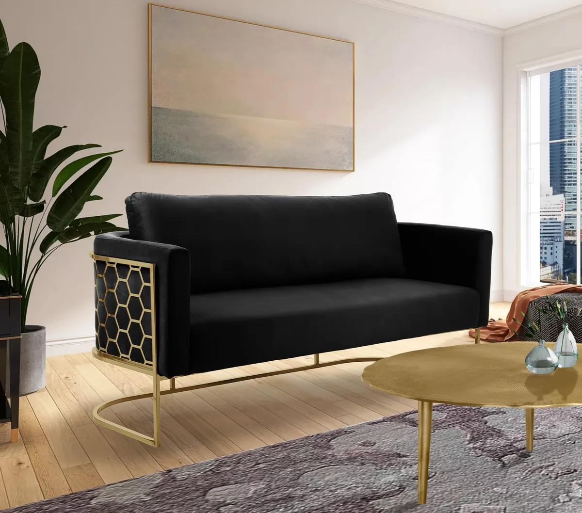 Casa - Sofa - Black - Fabric - View 2