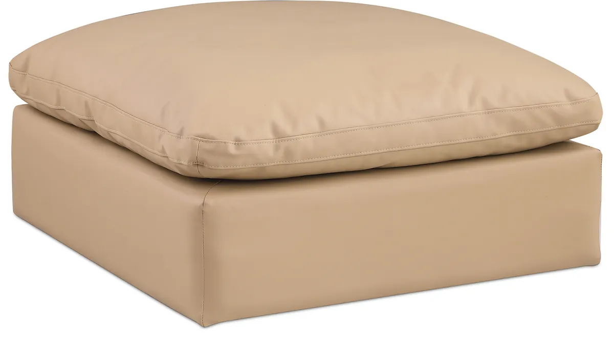 Comfy - Faux Leather Ottoman - Tan