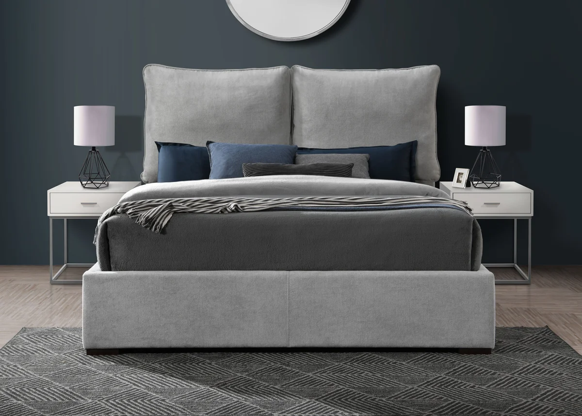 Misha - Queen Bed - Light Gray