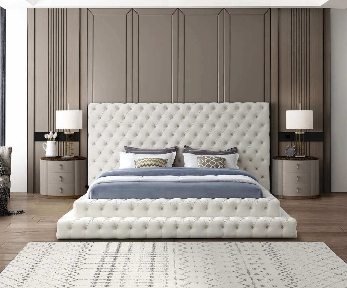 Revel - King Bed - Cream