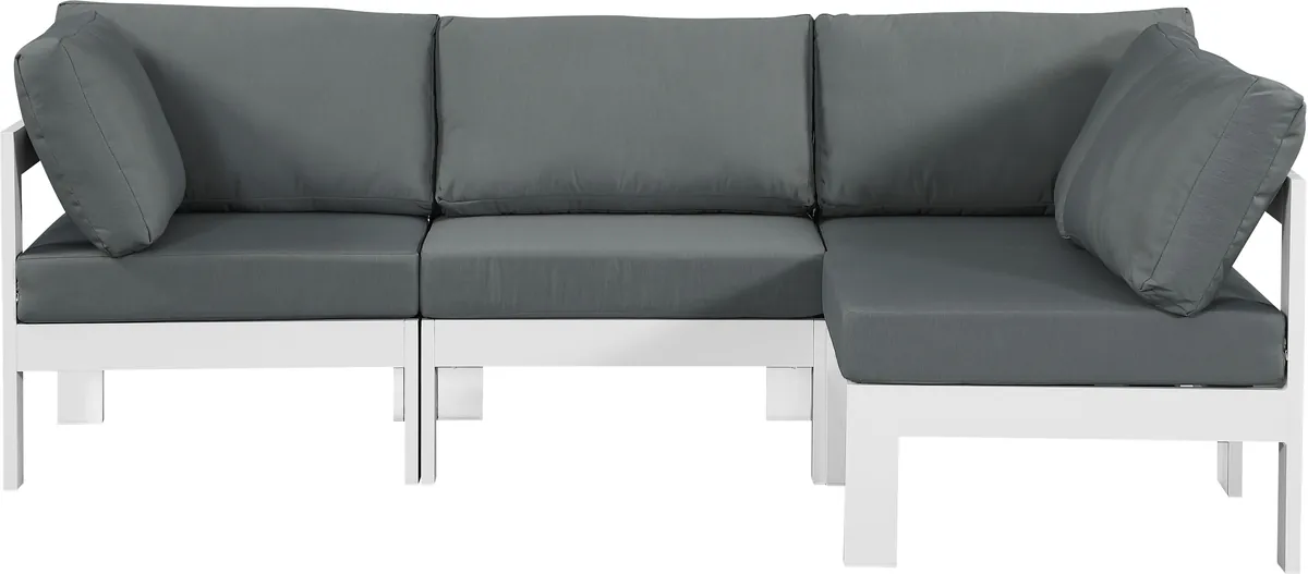 Nizuc - Outdoor Patio 4 Piece Modular Sectional With White Frame - Gray - View 2