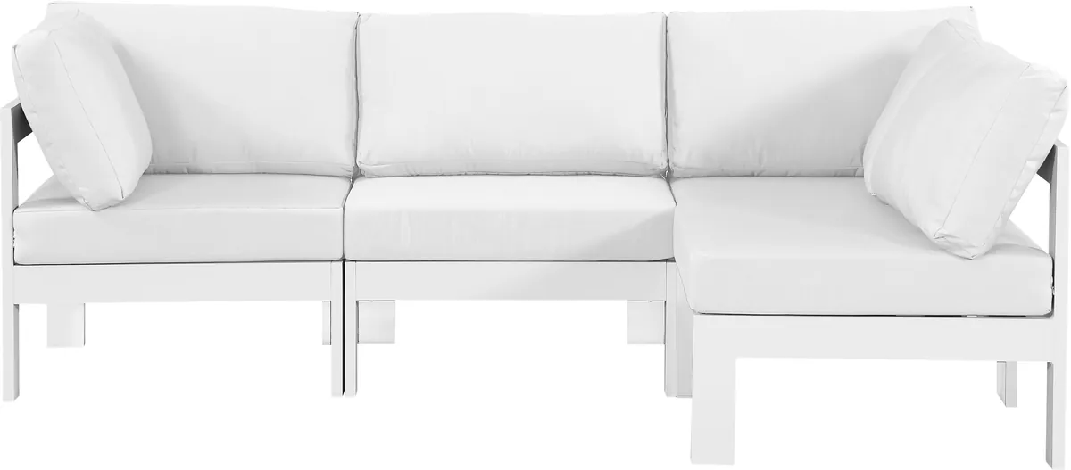 Nizuc - Outdoor Patio 4 Piece Modular Sectional With White Frame - White - View 2
