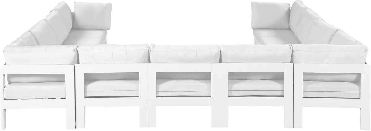 Nizuc - Outdoor Patio 11 Piece Modular Sectional With White Frame - White