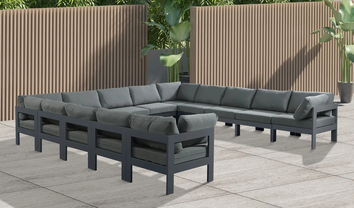 Nizuc - Outdoor Patio 13 Piece Modular Sectional With Gray Frame - Gray - View 2