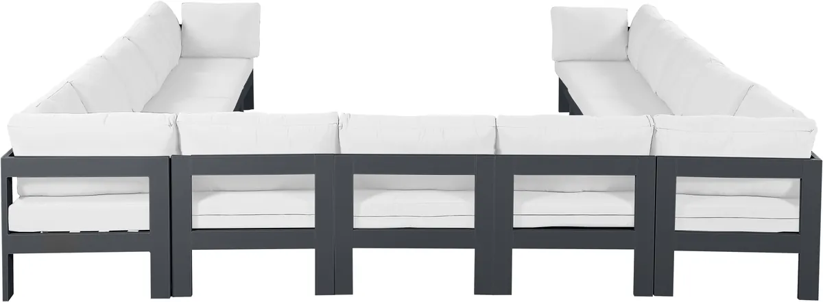 Nizuc - Outdoor Patio 13 Piece Modular Sectional With Gray Frame - White