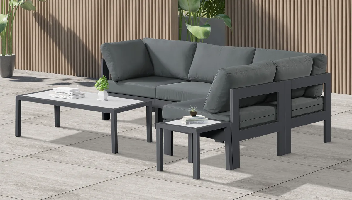 Nizuc - Outdoor Patio 4 Piece Modular Sectional With Gray Frame - Gray