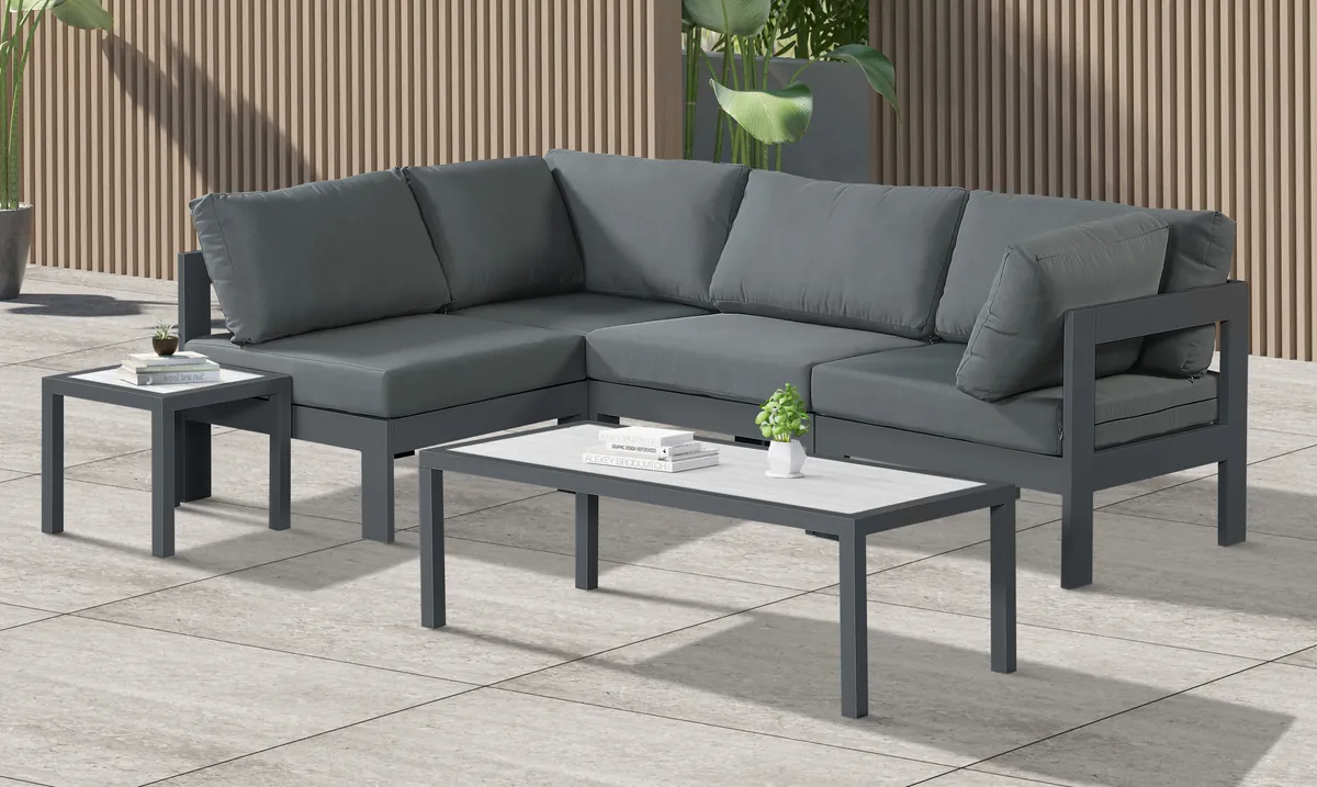 Nizuc - Outdoor Patio 4 Piece Modular Sectional With Gray Frame - Gray