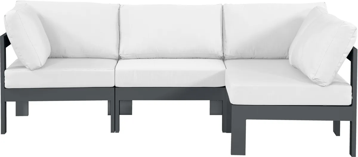 Nizuc - Outdoor Patio 4 Piece Modular Sectional With Gray Frame - White - View 2