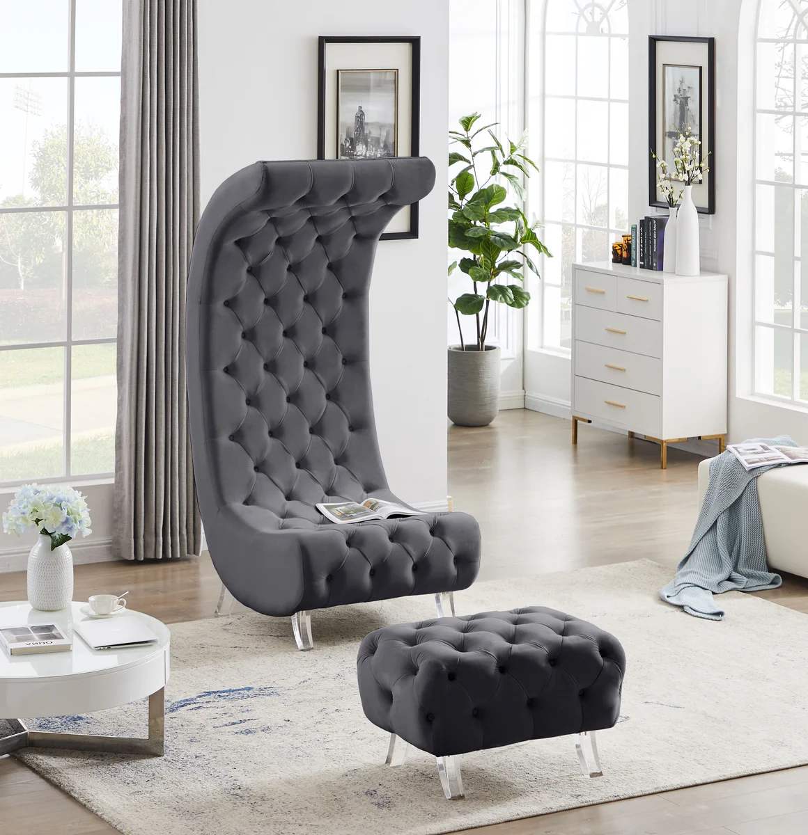 Crescent - Ottoman - Gray