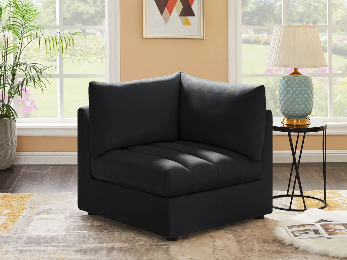 Jacob - Corner Chair - Black - View 2