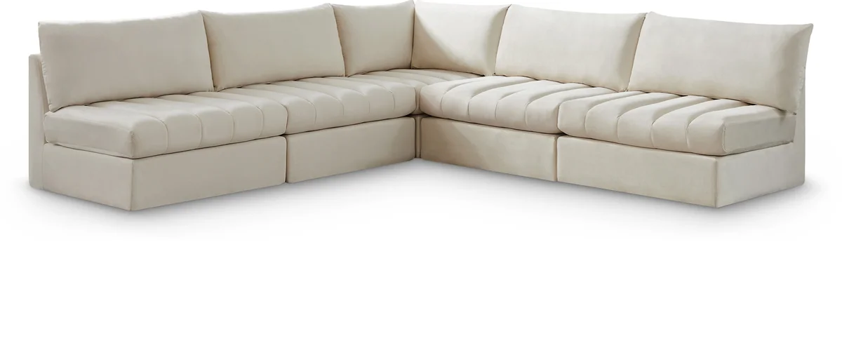 Jacob - Modular Corner Armless Sectional 5 Piece - Cream