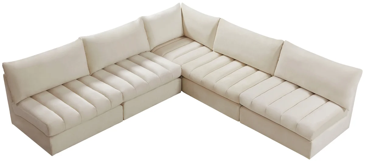 Jacob - Modular Corner Armless Sectional 5 Piece - Cream