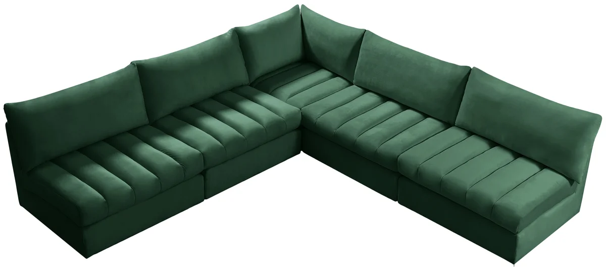 Jacob - Modular Corner Armless Sectional 5 Piece - Green