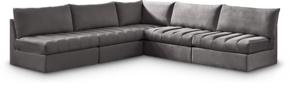Jacob - Modular Corner Armless Sectional 5 Piece - Gray