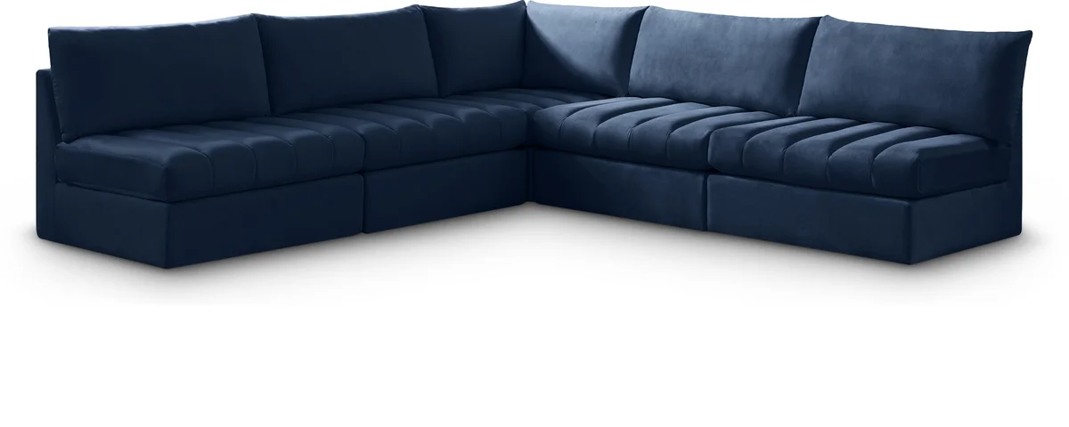 Jacob - Modular Corner Armless Sectional 5 Piece - Navy