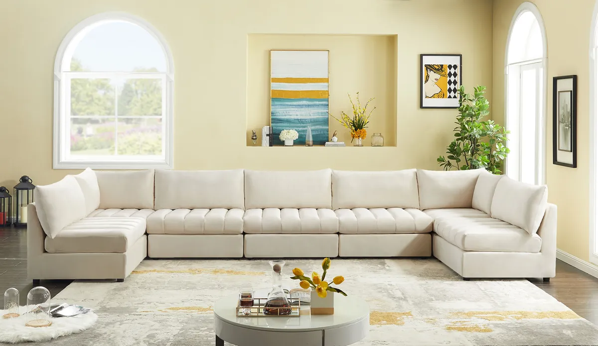 Jacob - Modular U-Shaped Sectional 7 Piece - Cream - View 2
