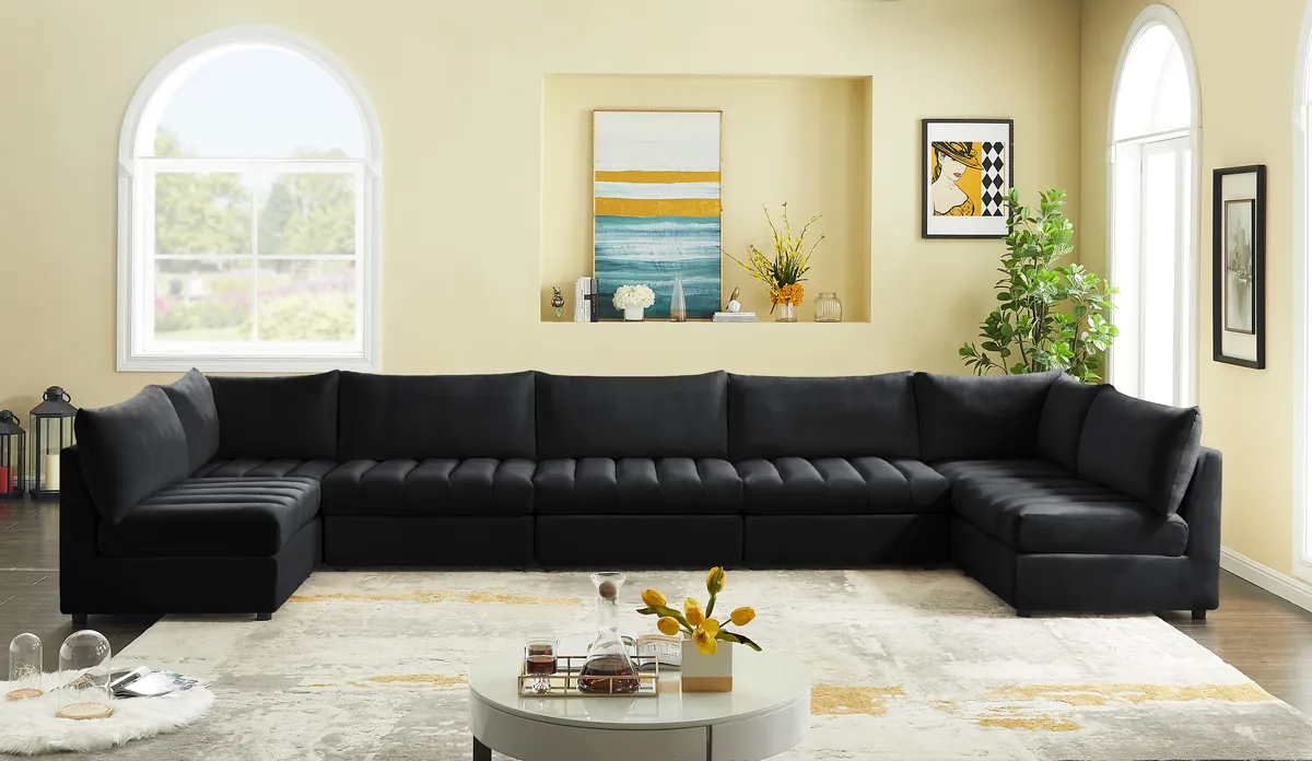 Jacob - Modular U-Shaped Sectional 7 Piece - Black