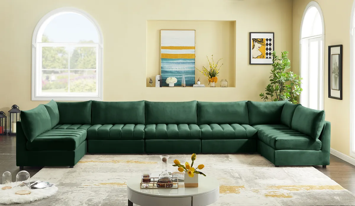 Jacob - Modular U-Shaped Sectional 7 Piece - Green