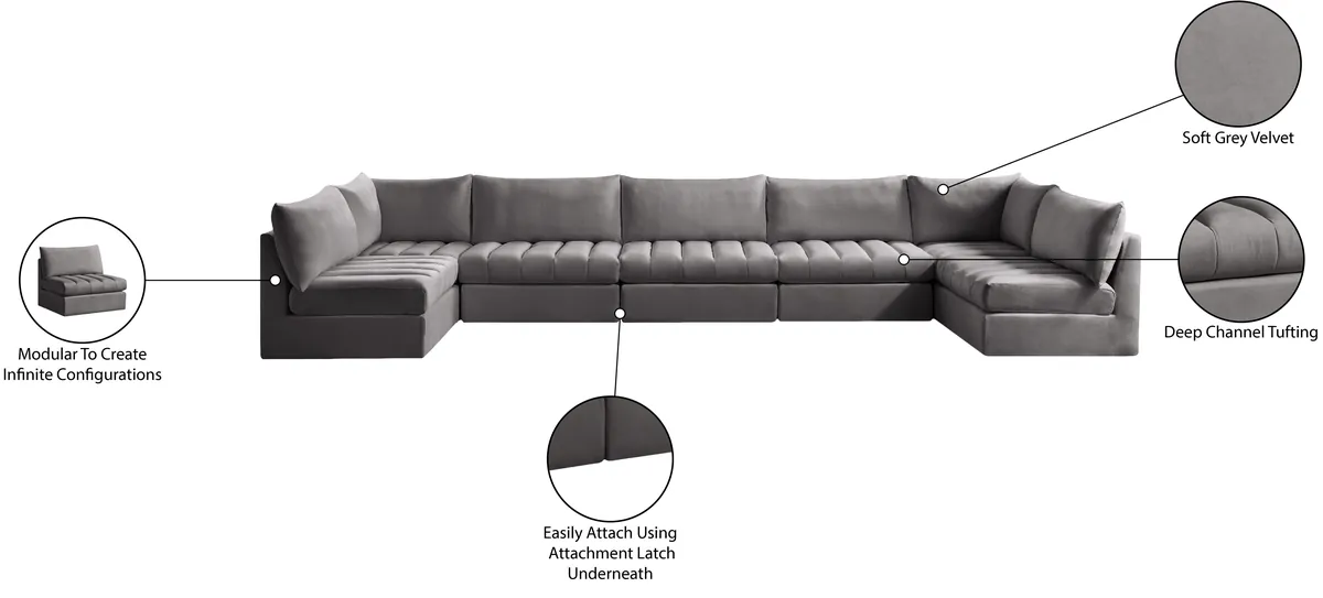 Jacob - Modular U-Shaped Sectional 7 Piece - Gray