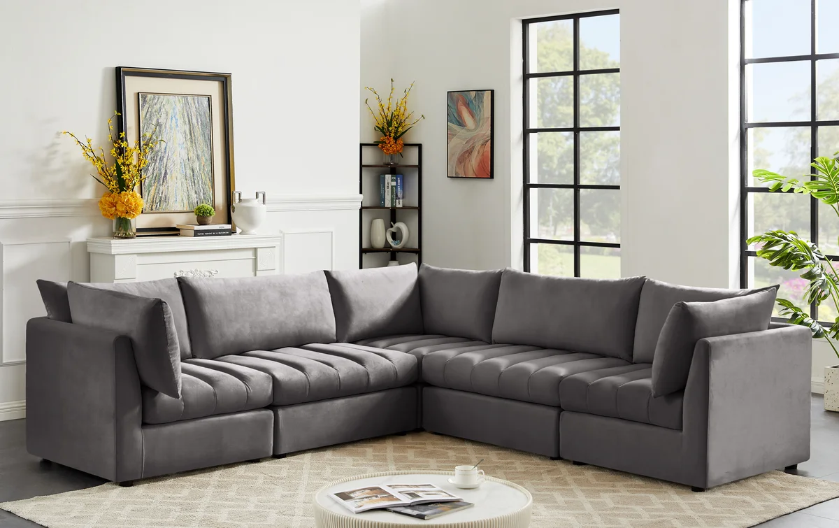Jacob - Modular Corner Sectional 5 Piece - Gray - View 2